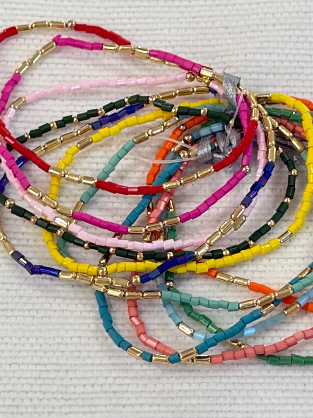NWT RUSH Colorful Seed Bead Stretch Bracelet Set with Gold Accents SET OF 12!! - Picture 3 of 3